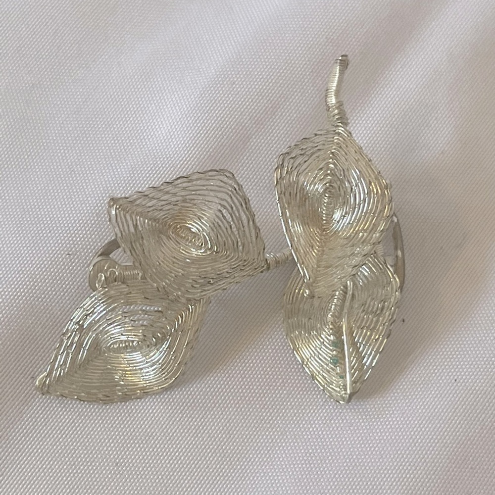 Antique Silver Leaf Clip-On Earrings